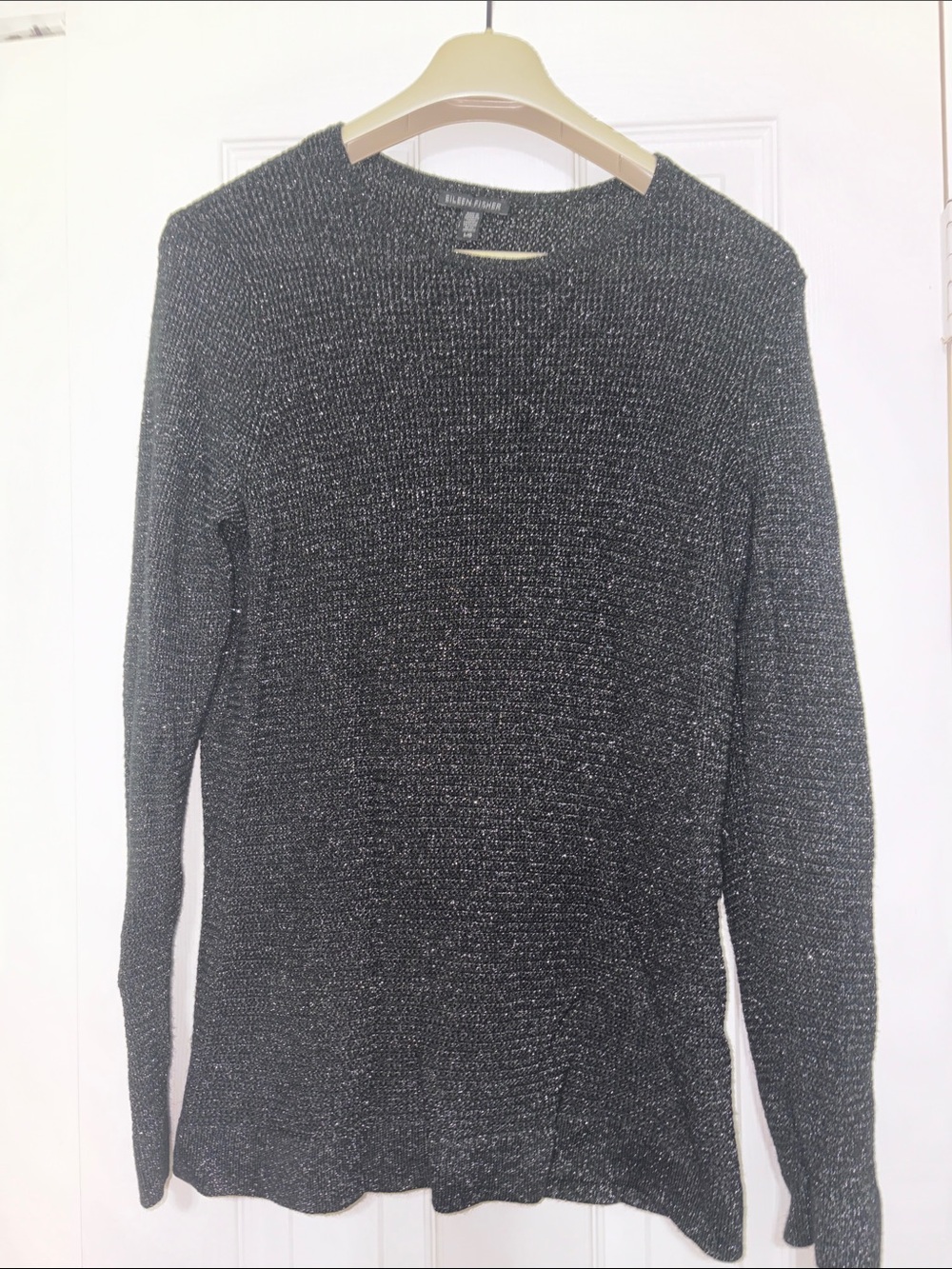 Eileen Fisher Black Sparkle Crewneck Sweater Size Large